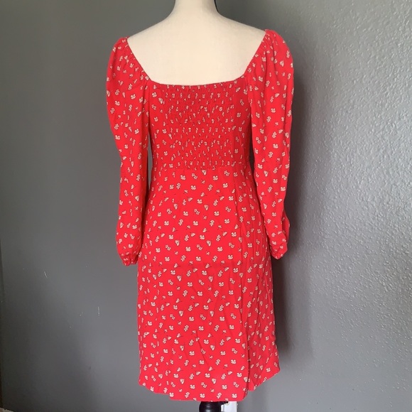 Sanctuary Cilia Red Square Neck Floral Print Dress Size 4 - Picture 4 of 8